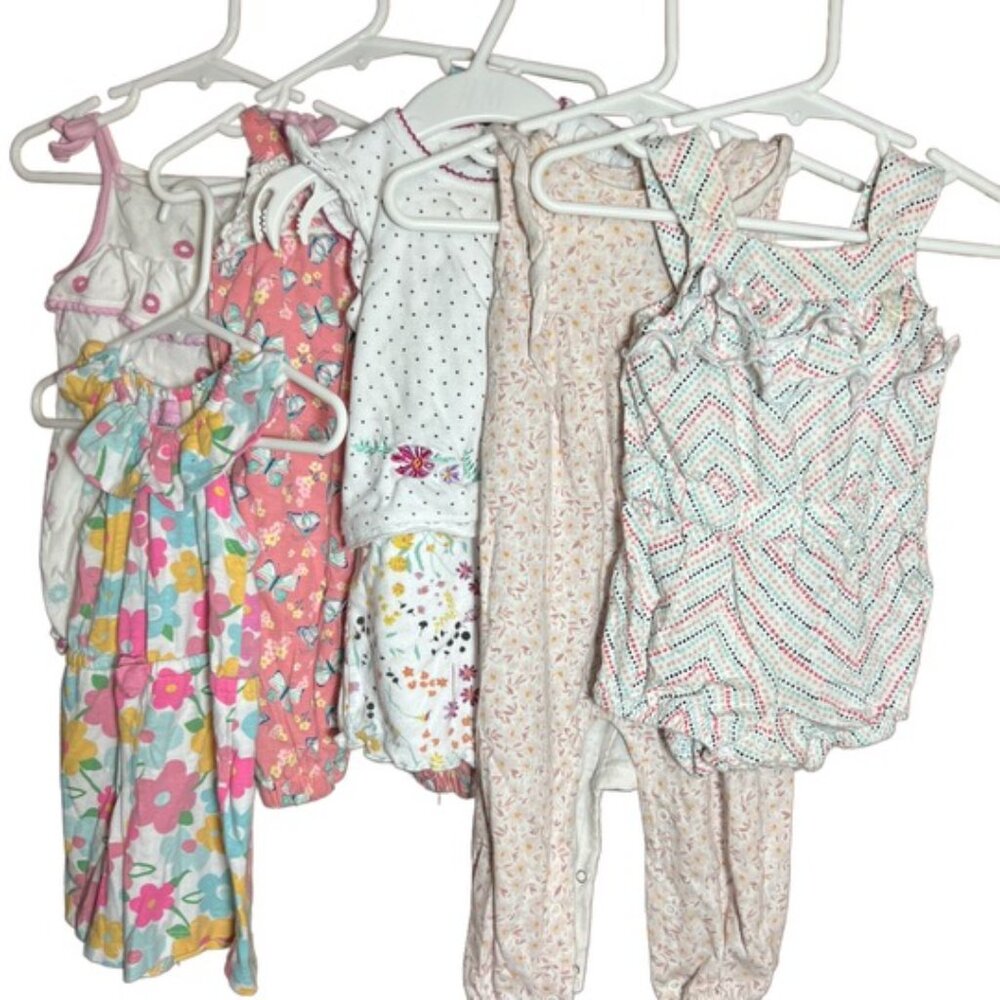 Summer Baby Girl Romper 6 PIECE BUNDLE Size 6 - 9 Months